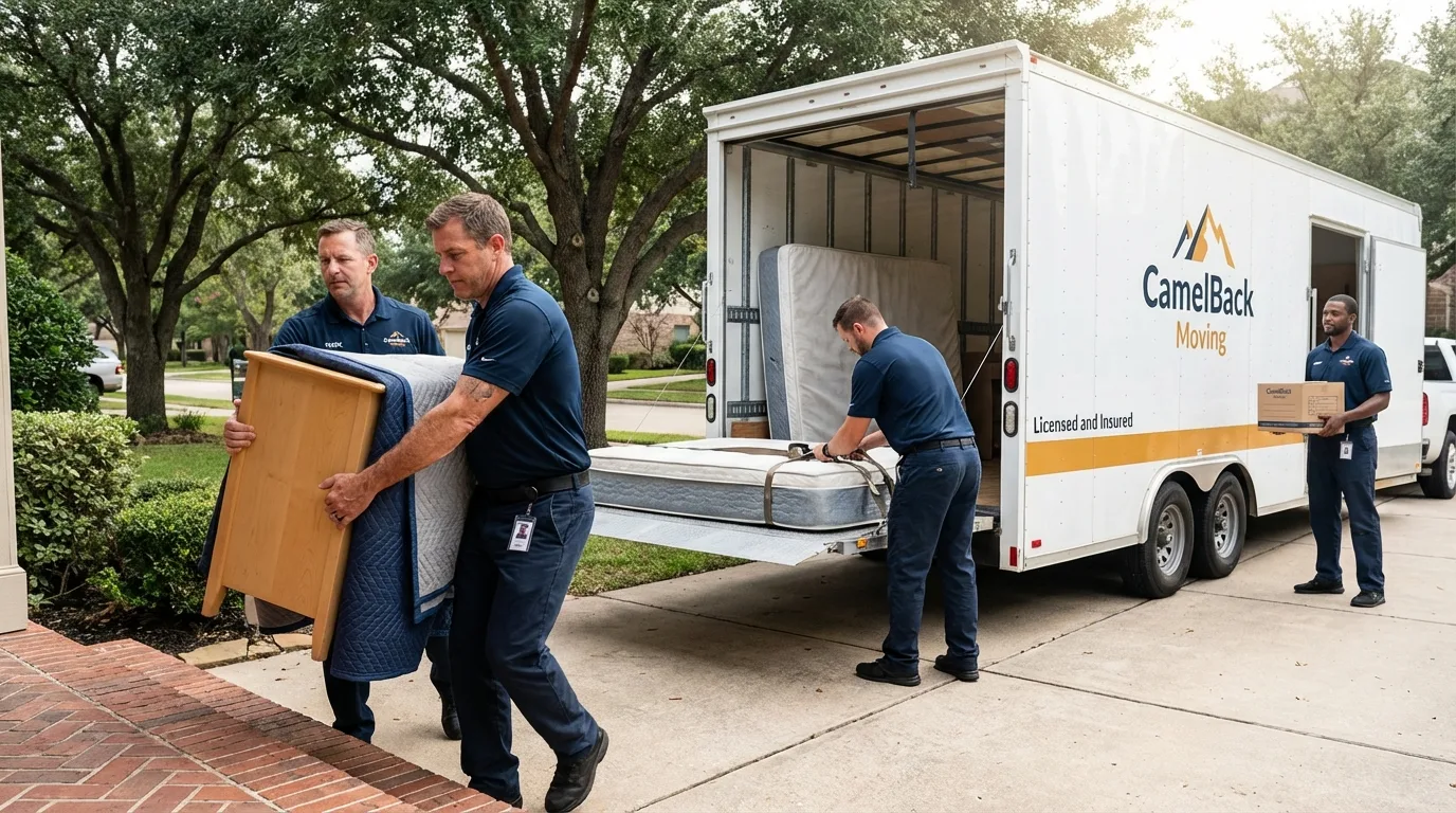 Crew loading residential truck for cross-state move from Winner, SD