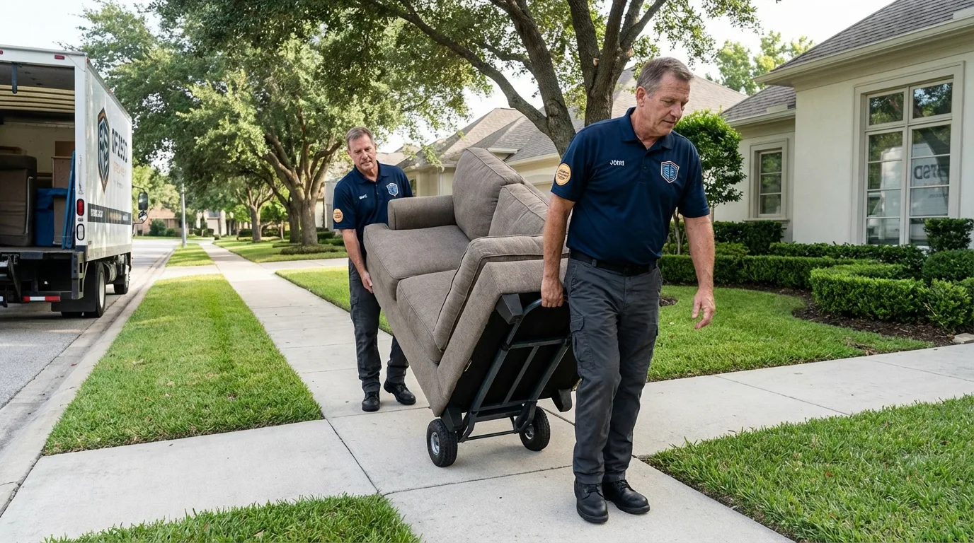 Local residential moving crew loading furniture in Winner, SD